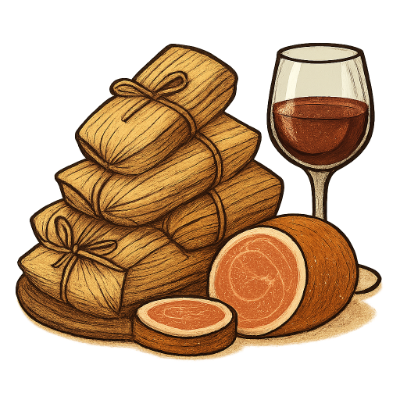 jamones, vinos y tamales